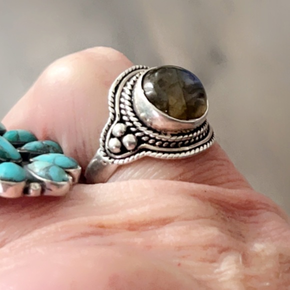 Gemstone Ring Labradorite 925 Silver “Omara” (Size 6) - Picture 3 of 10
